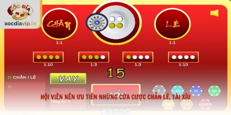 Hội viên nên ưu tiên những cửa cược chẵn lẻ, tài xỉu